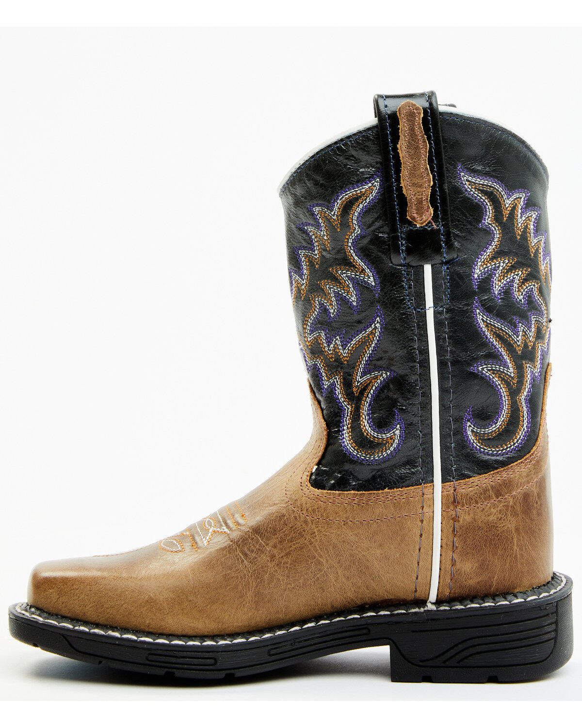 Image #3 - Old West Boys' Leather Work Rubber Western Boots - Square Toe, , hi-res