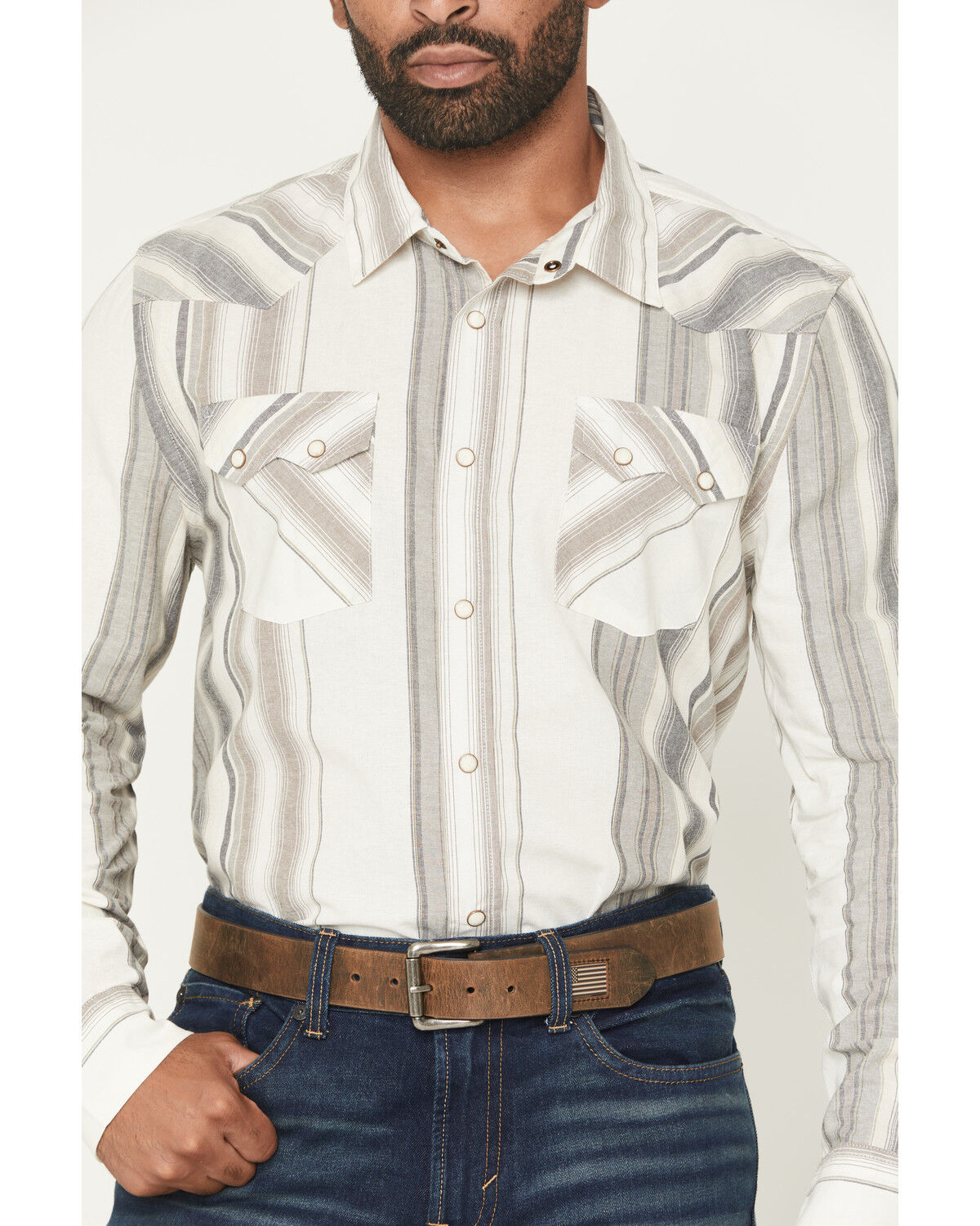 Panhandle Men's Vintage Stripe Print Long Sleeve Snap Western Shirt