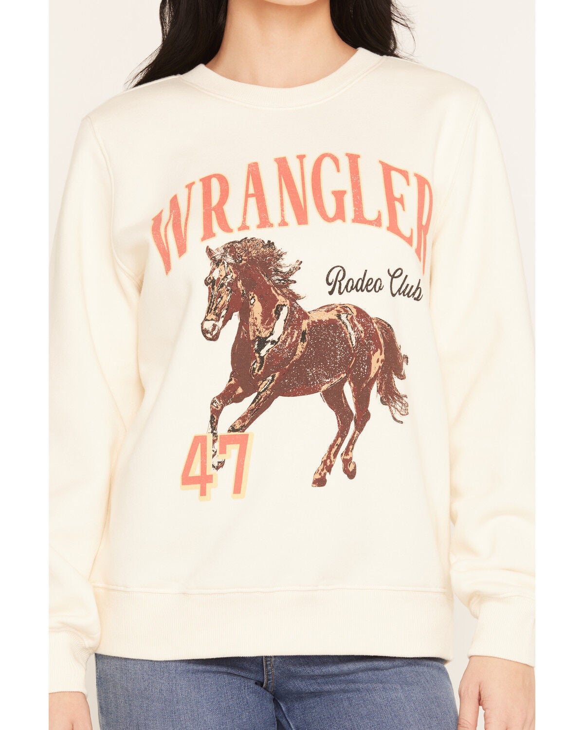Image #3 - Wrangler Retro Women's Horse Graphic Crewneck Sweatshirt, Cream, hi-res