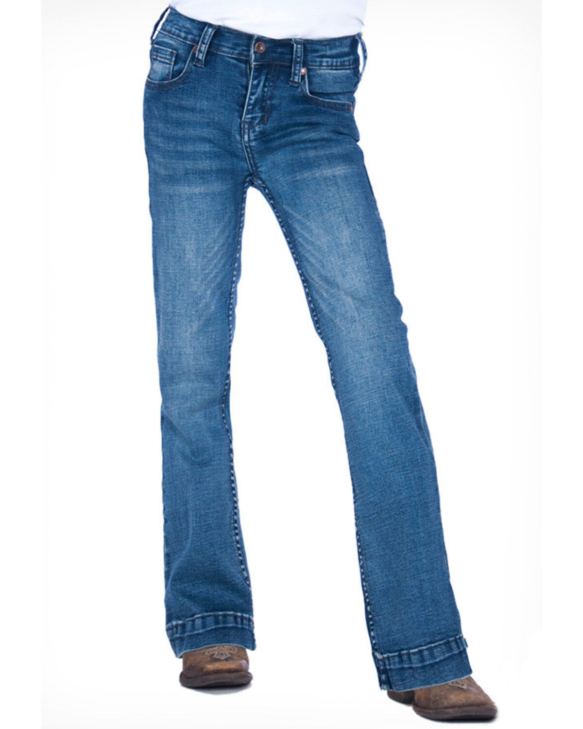 Image #2 - Cowgirl Tuff Girls' Medium Trouser Jeans, Blue, hi-res