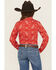 Image #4 - Cruel Girl Girls' Printed Long Sleeve Pearl Snap Western Shirt, Red, hi-res