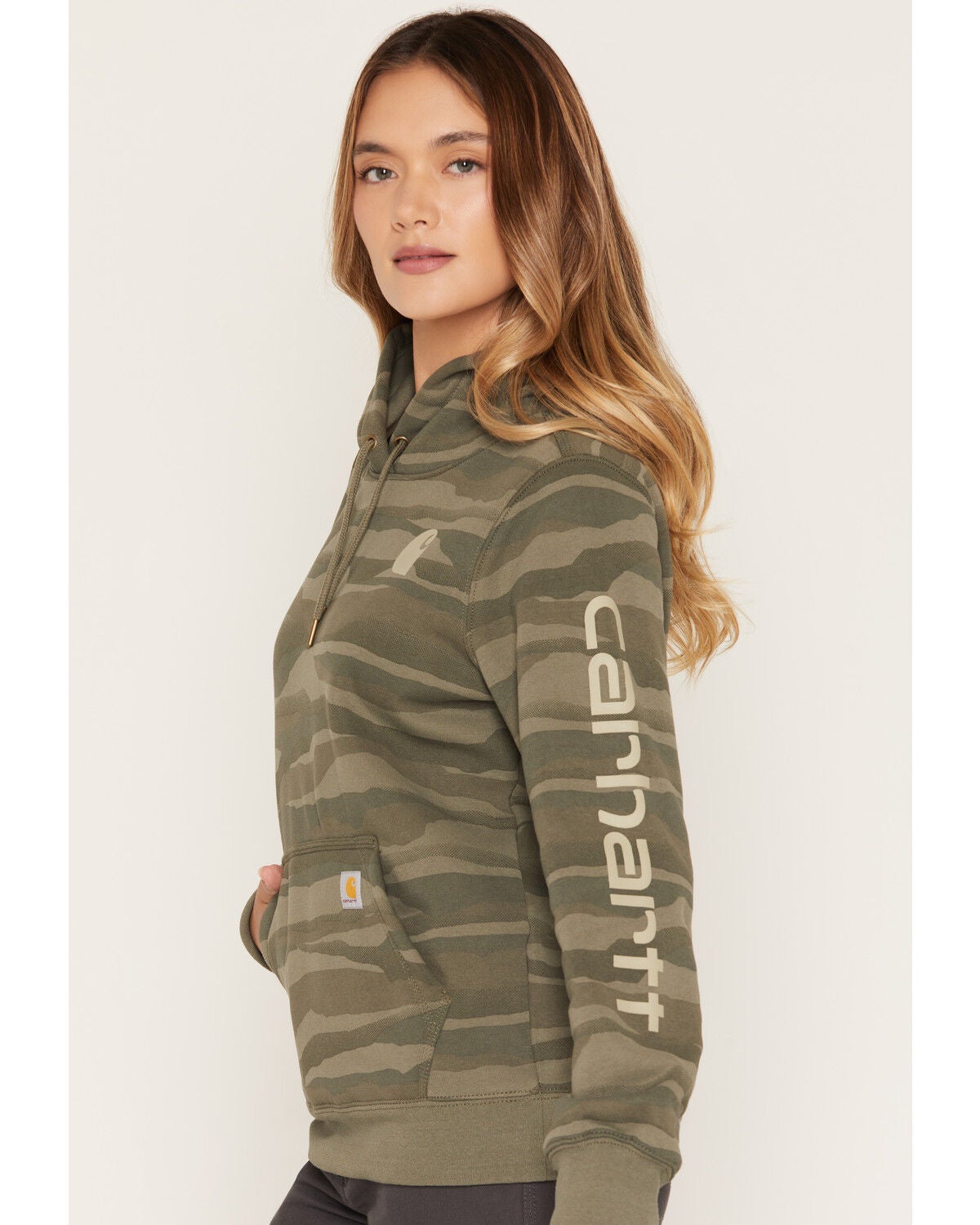 Image #2 - Carhartt Women's Marquette Camo Print Hoodie, Olive, hi-res