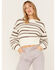Image #2 - Cleo + Wolf Women's Abstract Stripe Cropped Knit Sweater, Ivory, hi-res