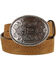 Image #1 - Justin Men's Floral Leather Trophy Belt , Brown, hi-res
