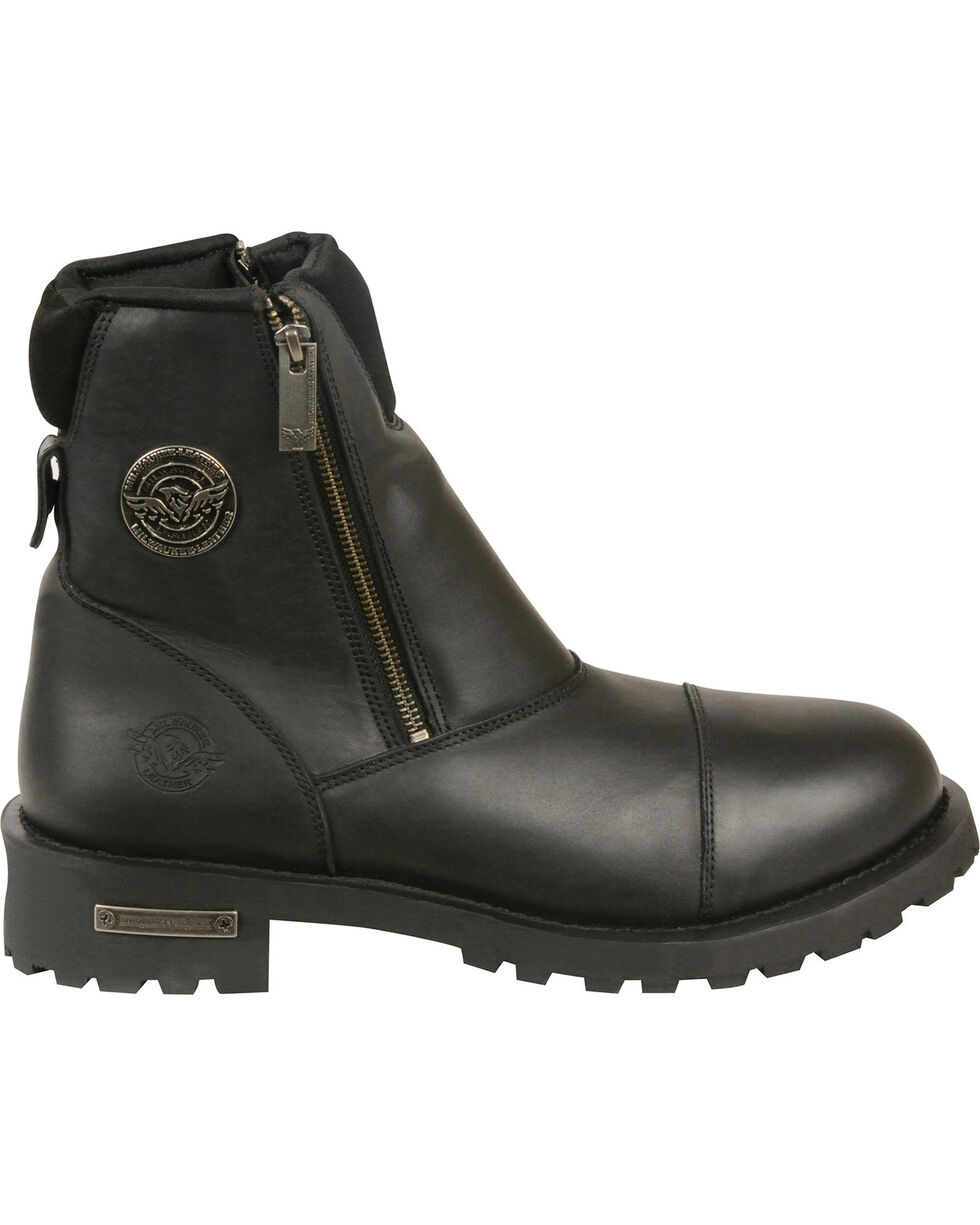 Milwaukee Leather Diamond Mens 6 Twin Zipper Lock Riding Boots Black, Size 7 