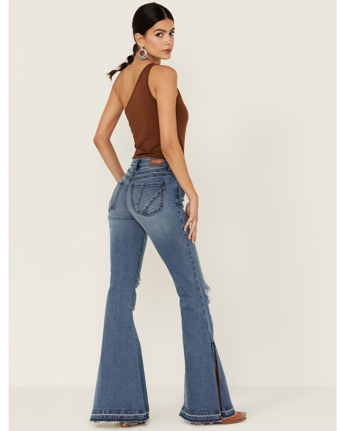 Product Name:  Shyanne Women's Mid Release Hem Side Slit Flare Jeans