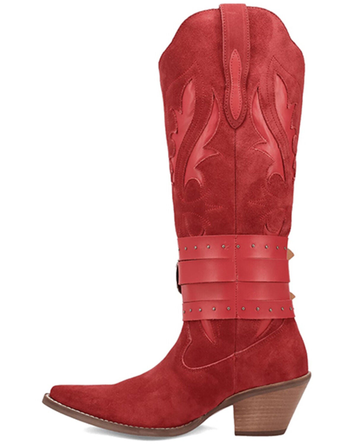 Image #3 - Dingo Women's Buck Wild Suede Tall Western Boots - Round Toe, Red, hi-res