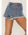 Shyanne Women's Mid Rise Fray Hem Button Fly Shorts, Light Medium Wash, hi-res