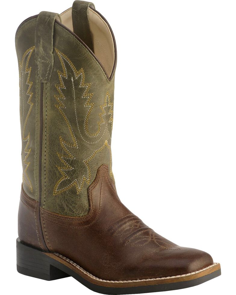 Cody James Youth Boys' Stitched Olive Cowboy Boots Square Toe Boot Barn