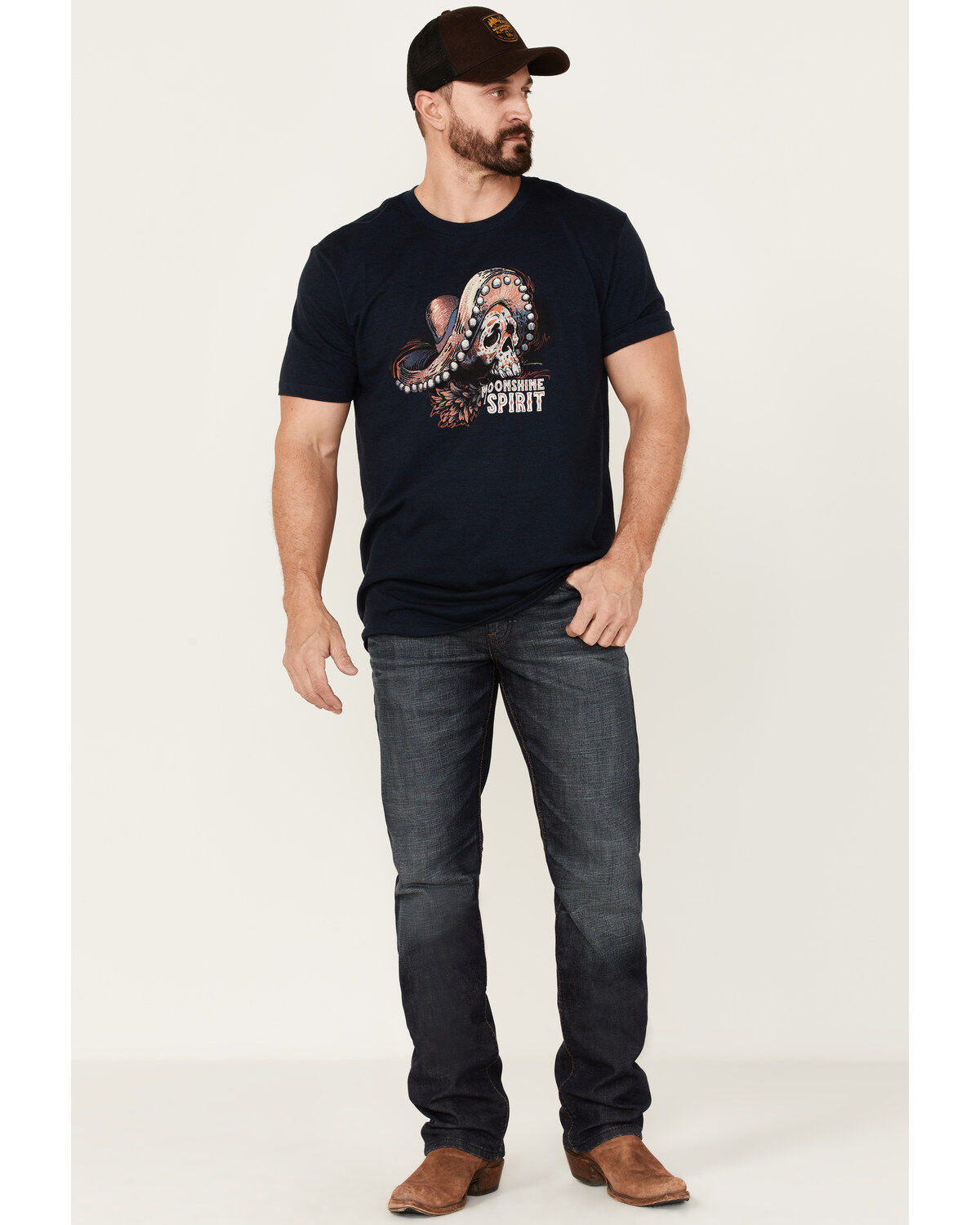 Image #2 - Moonshine Spirit Men's Sugar Skull Graphic Short Sleeve T-Shirt, Navy, hi-res