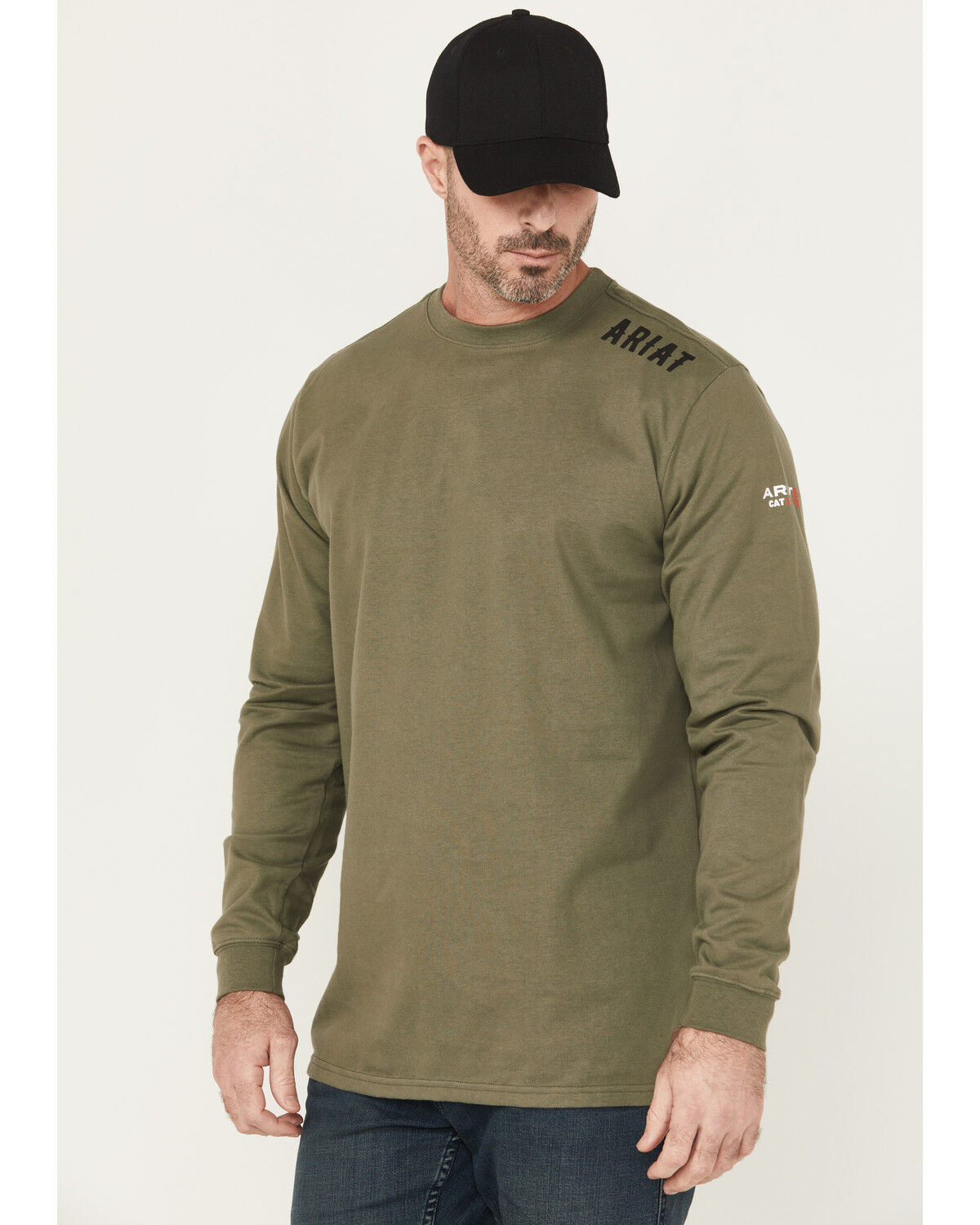 Image #2 - Ariat Men's FR Work Hard Live Free Long Sleeve Pocket Work Shirt, Green, hi-res