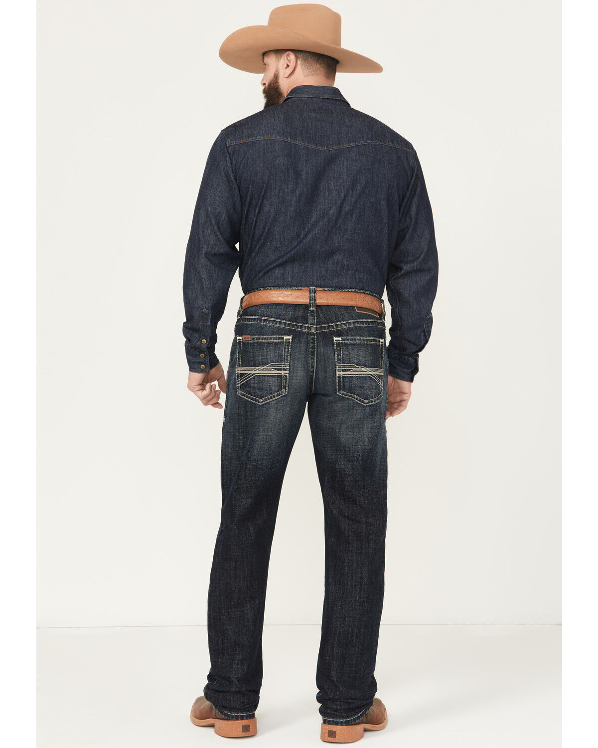 Image #3 - Ariat Men's Boot Barn Exclusive Bart Keith Dark Wash Relaxed Bootcut Denim Jeans, Dark Wash, hi-res