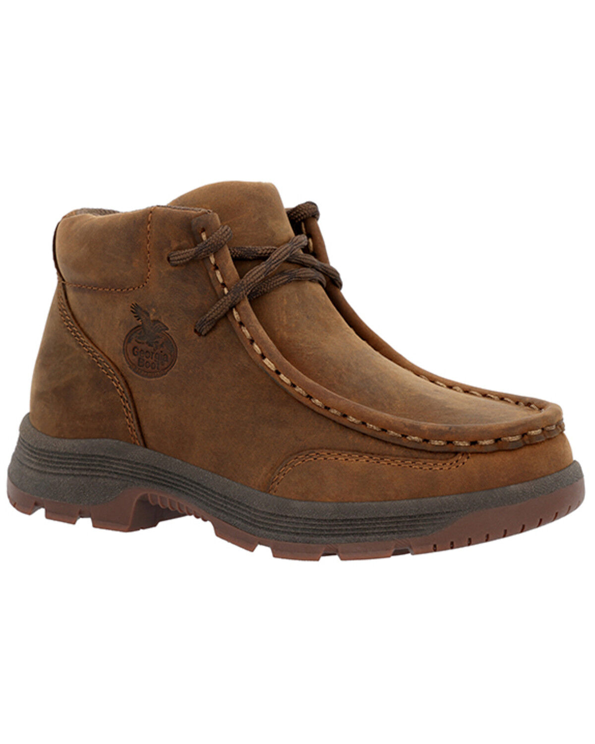 Image #1 - Georgia Boot Boys' Athens Superlyte Wallabe Chukka Shoes - Moc Toe, Brown, hi-res