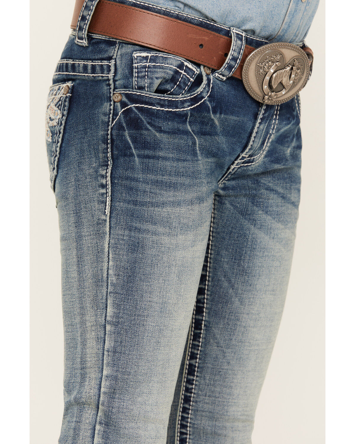 Image #4 - Shyanne Little Girls' Floral Dreamcatcher Bootcut Jeans, Blue, hi-res