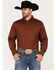 Panhandle Men's Select Print Long Sleeve Button Down Shirt, Rust Copper, hi-res