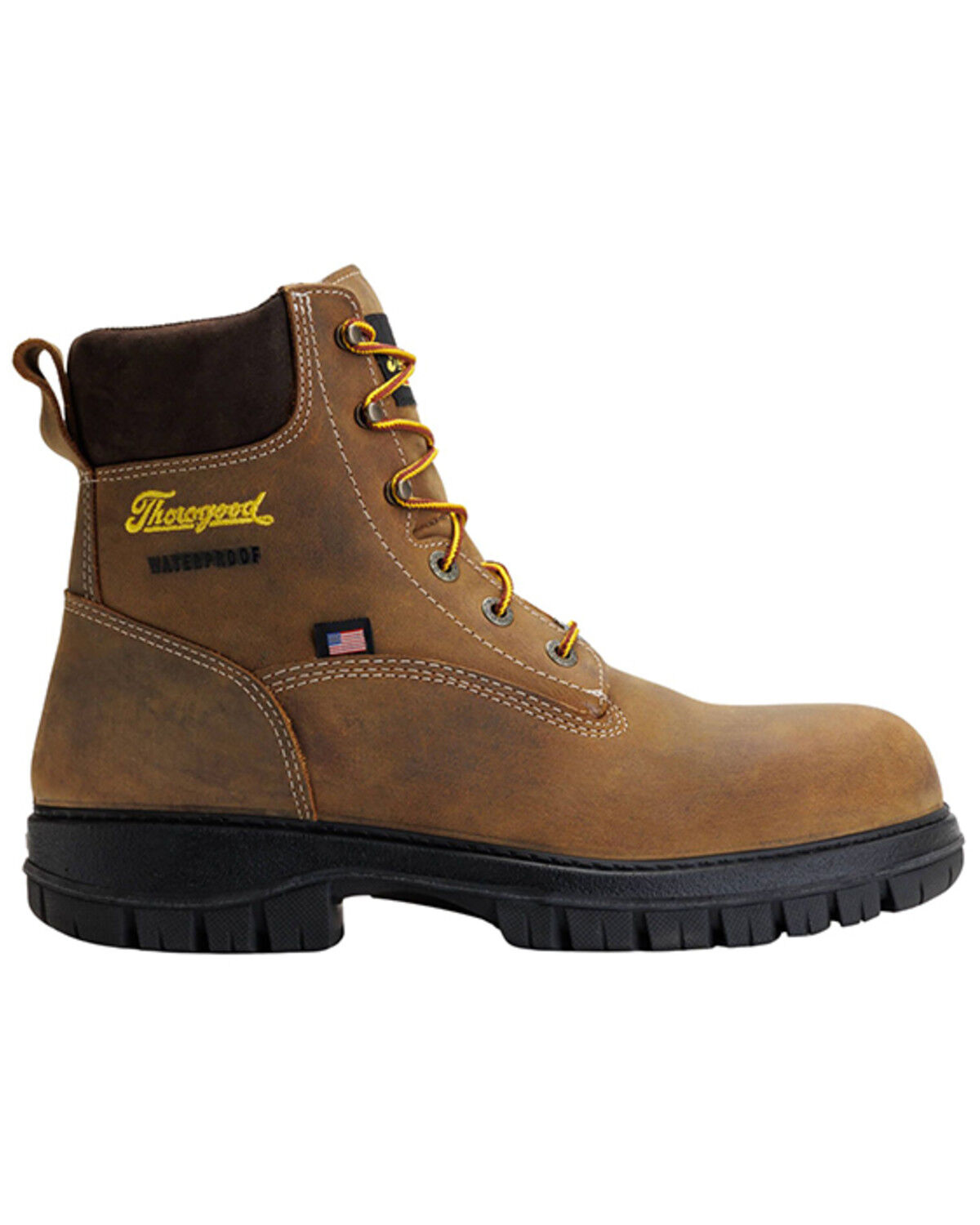 Image #2 - Thorogood Men's 6" Genesis Waterproof USA Work Boots - Nano Toe, Brown, hi-res