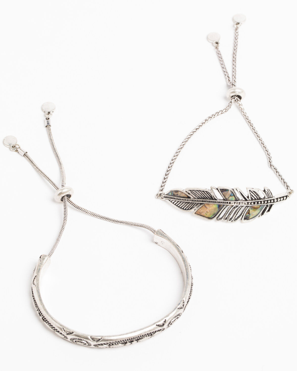 Image #1 - Shyanne Women's Bella Feather Abalone Bracelet Set, Silver, hi-res