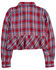 Levi's Girls' Plaid Print Peplum Hem Long Sleeve Button Down Crop Top , Red, hi-res