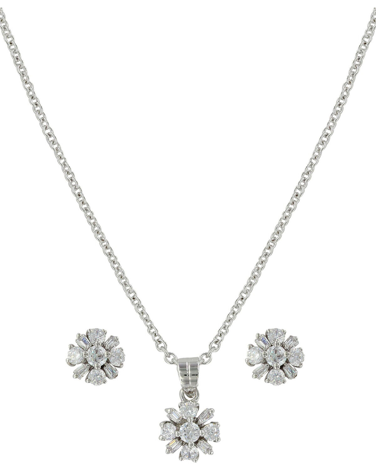 Image #1 - Montana Silversmiths Women's Simply Brilliant Flower Jewelry Set, Silver, hi-res