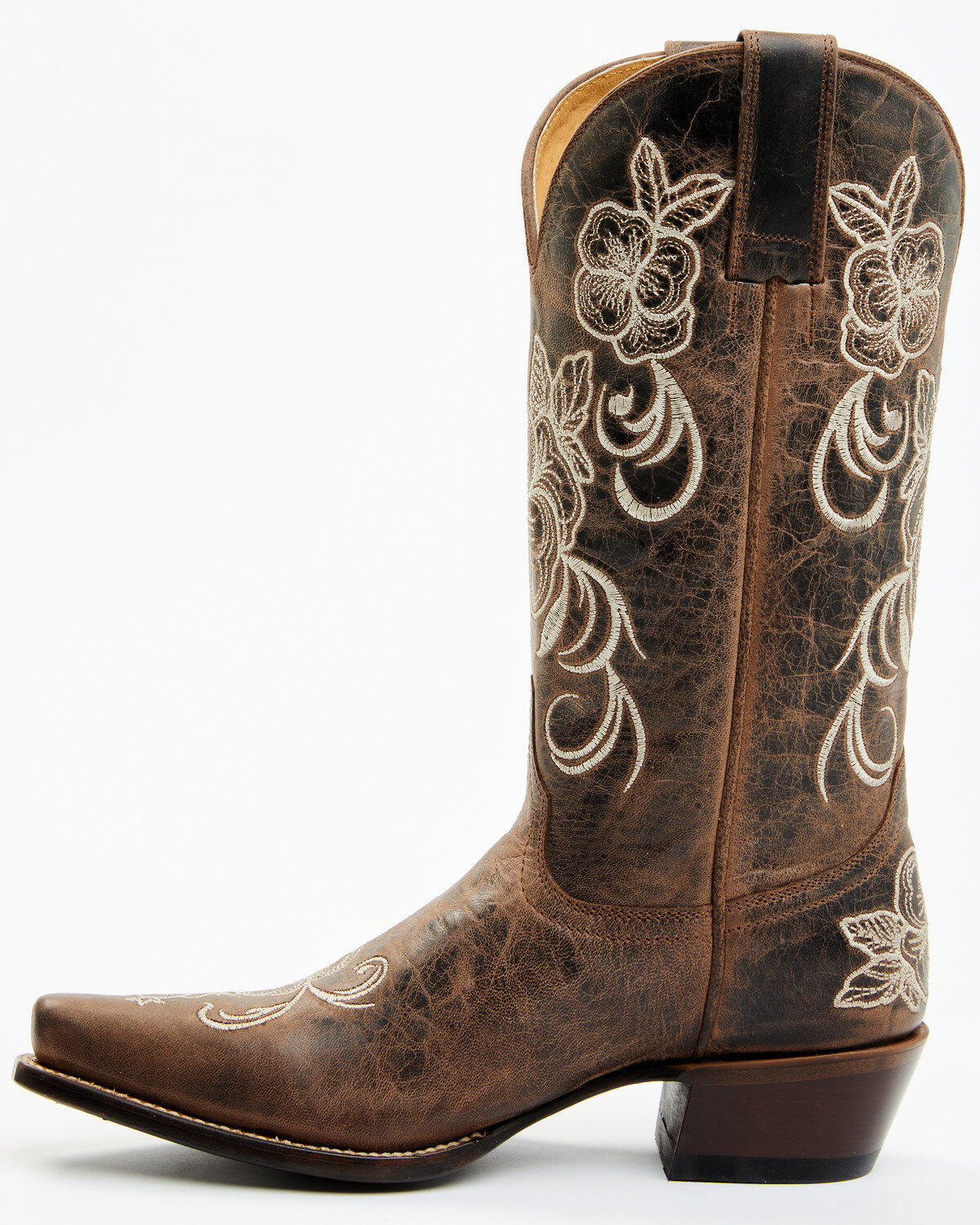 Image #3 - Shyanne Women's Lasy Floral Embroidered Western Boots - Snip Toe, Brown, hi-res