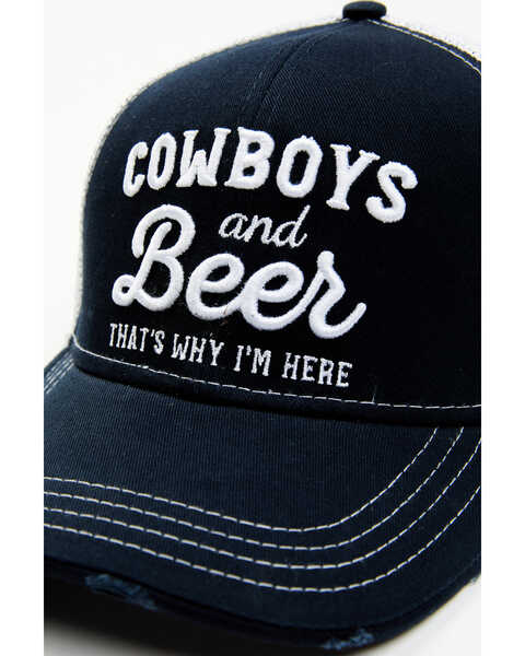 Shyanne Women's Cowboys And Beer Mesh-Back Baseball Cap, Navy, hi-res
