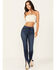 Image #1 - Flying Monkey Women's Dark Wash High Rise Slim Stretch Straight Jeans, Dark Wash, hi-res