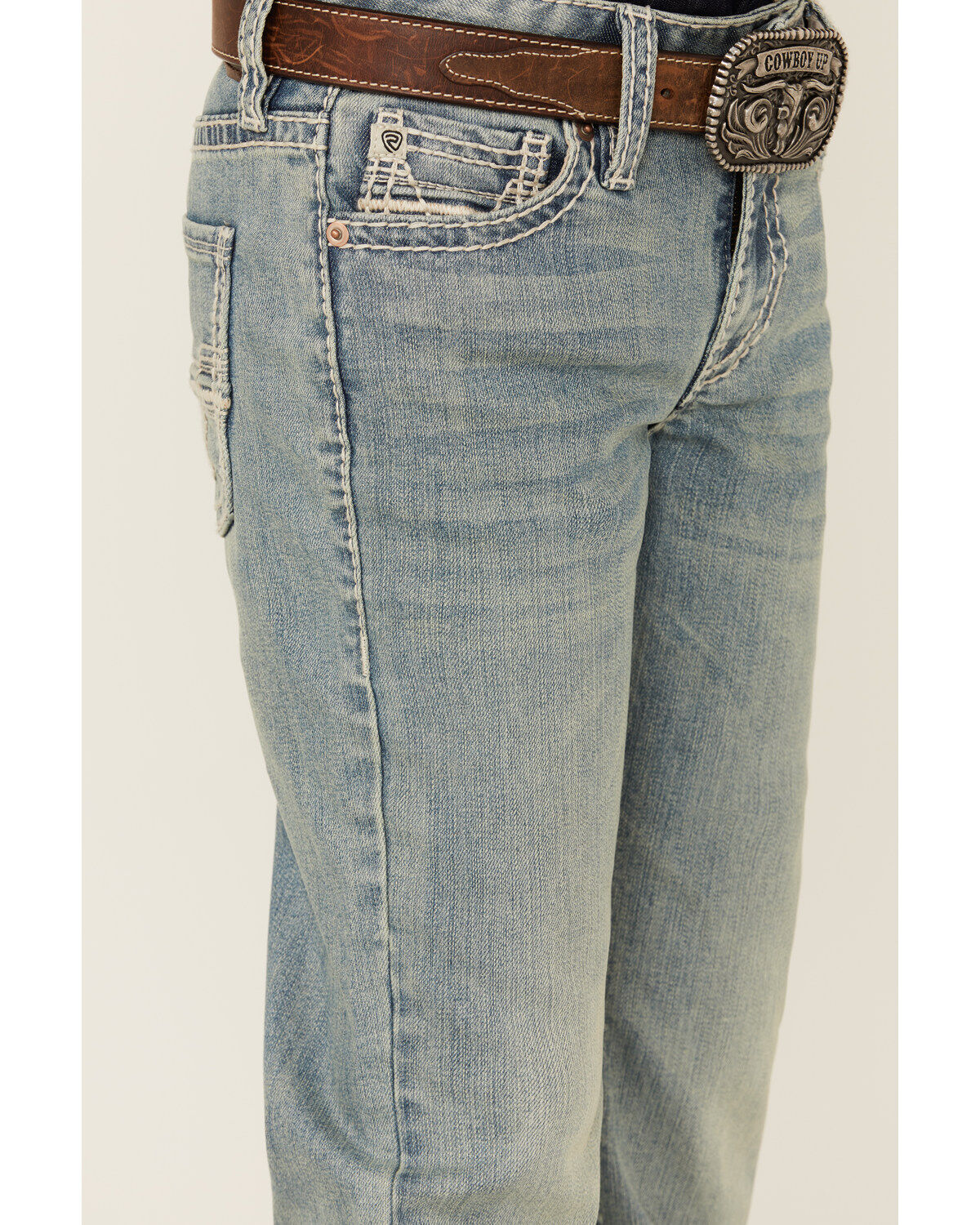 Image #2 - Rock & Roll Denim Boys' Two Tone Bootcut Denim Jeans, Blue, hi-res
