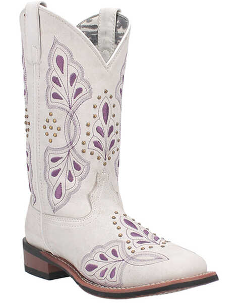 Laredo Women's Dionne Western Boots - Broad Square Toe, White, hi-res