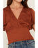 Image #3 - Shyanne Women's Millie Flutter Sleeve Smocked Waist Cropped Top, Brown, hi-res