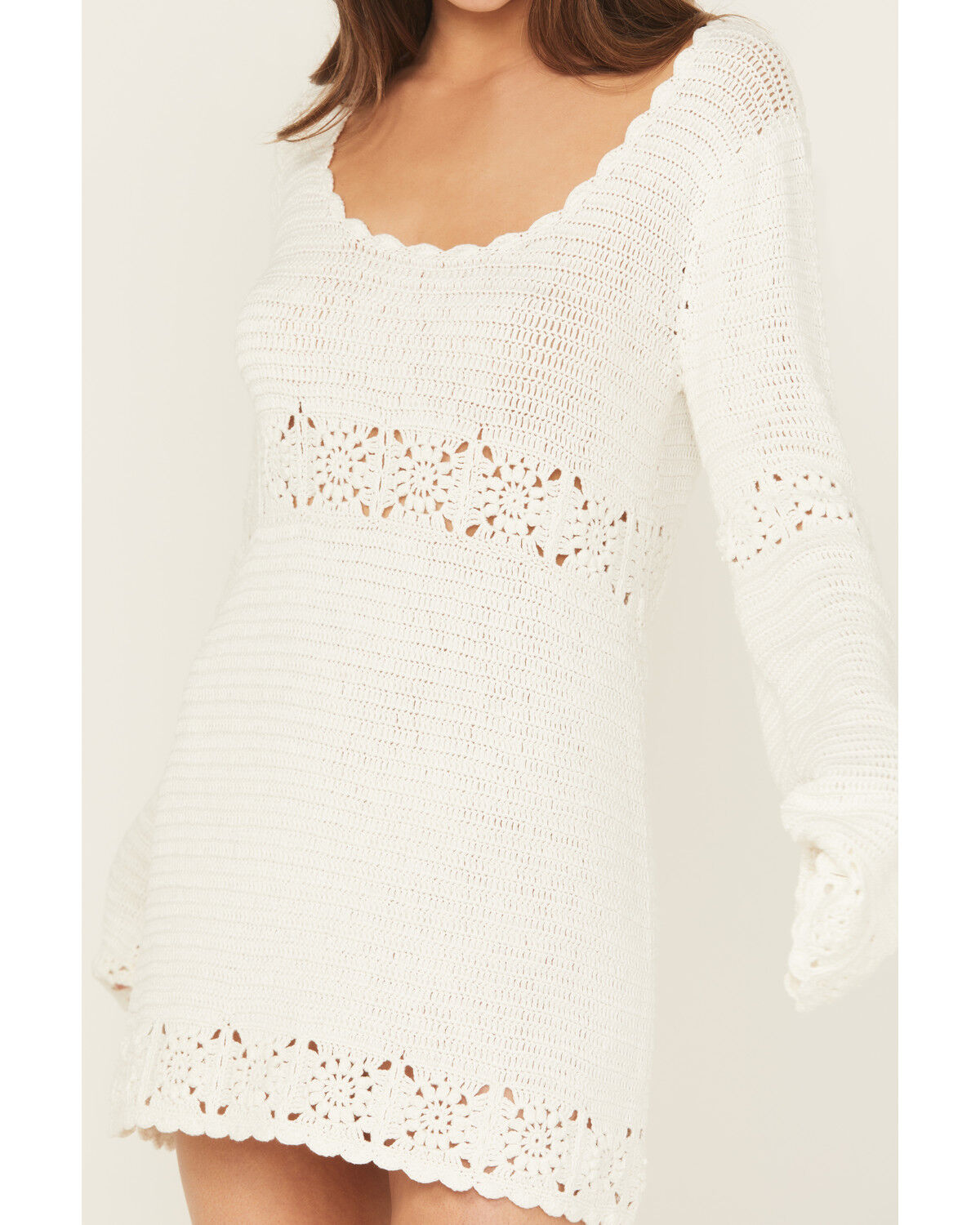 Product Name:  Show Me Your Mumu Women's Jet Lag Long Sleeve Crochet Mini Dress