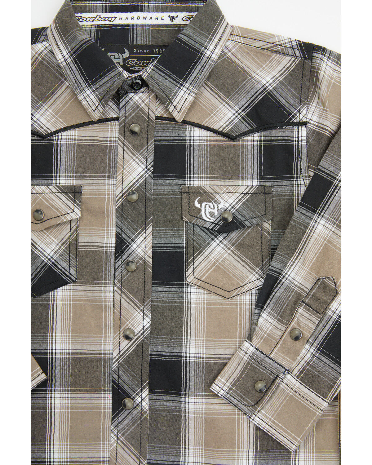 Image #2 - Cowboy Hardware Toddler Boys' Hombre Plaid Print Long Sleeve Snap Stretch Western Shirt, Multi, hi-res