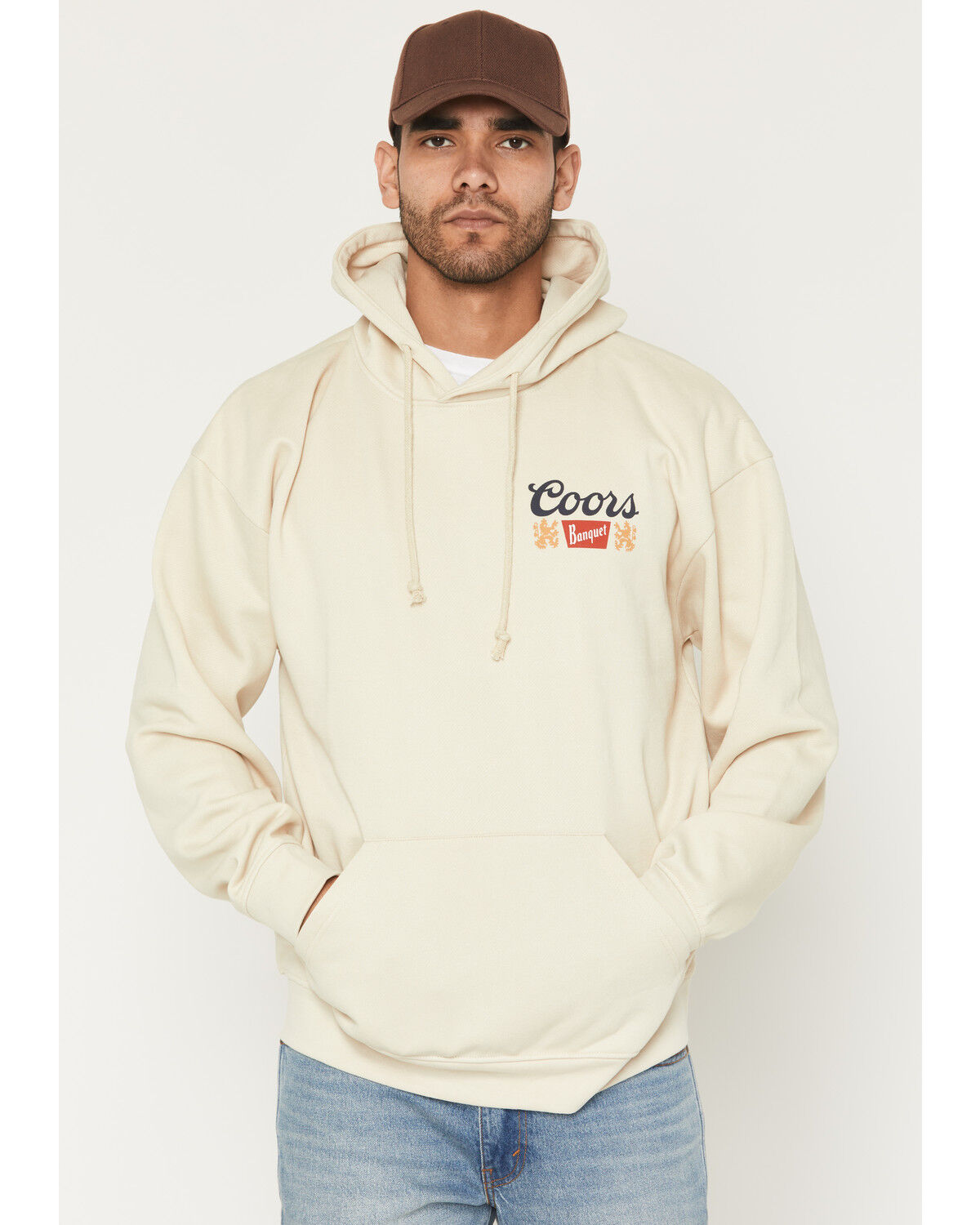Image #2 - Coors Men's Coors Banquet Rodeo Steerhead Graphic Hooded Sweatshirt, Natural, hi-res