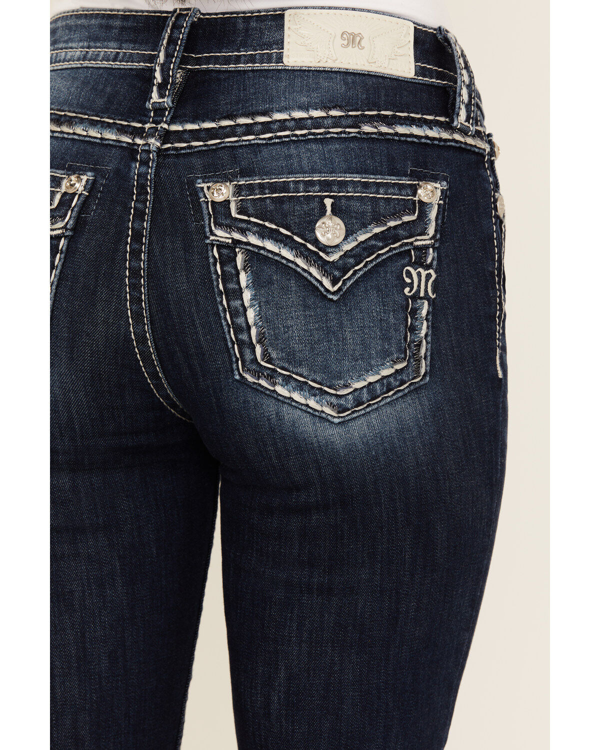 Product Name:  Miss Me Women's Dark Wash Mid Rise Bootcut Stretch Denim Jeans