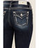 Image #2 - Miss Me Women's Dark Wash Mid Rise 34" Bootcut Stretch Denim Jeans, Dark Wash, hi-res