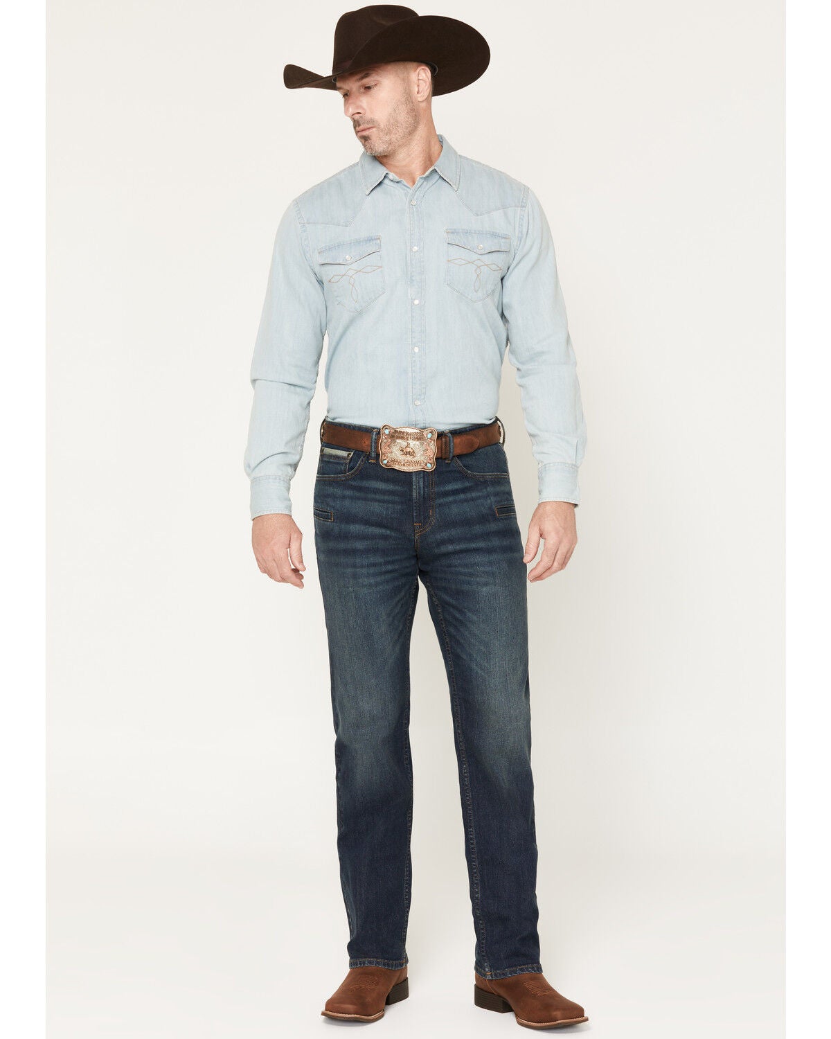 Cody James Men's Gunmetal Wash Yukon Relaxed Straight Concealed Carry Stretch Denim Jeans, Dark Wash, hi-res