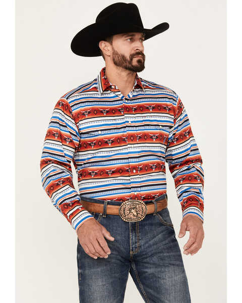 Ariat Men's Pratt Southwestern Striped Print Long Sleeve Snap Western Shirt, Multi, hi-res