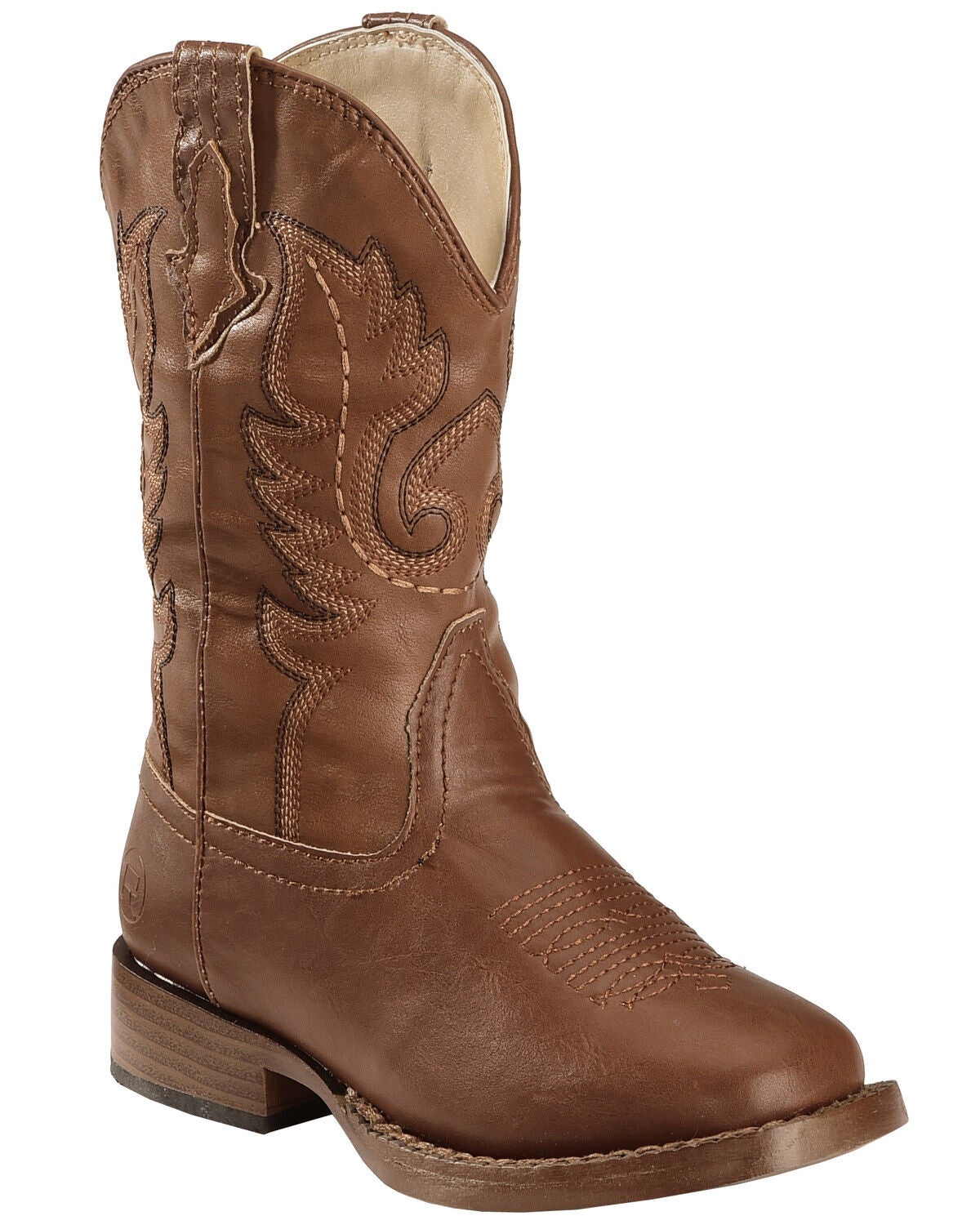Roper Boys' Texson Boots - Broad Square Toe, Brown, hi-res