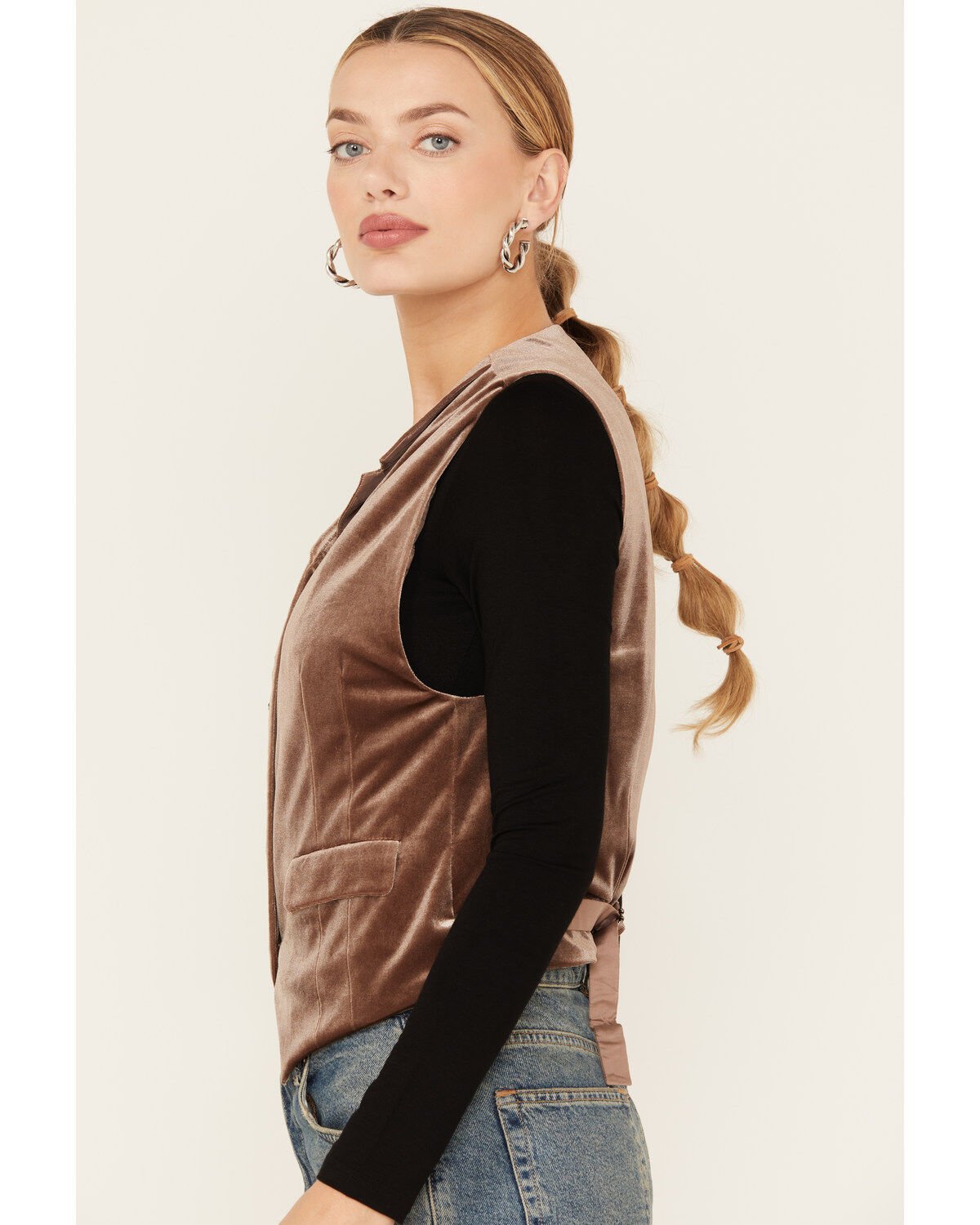 Image #3 - Tasha Polizzi Women's Washed Velvet Larkin Vest, Taupe, hi-res