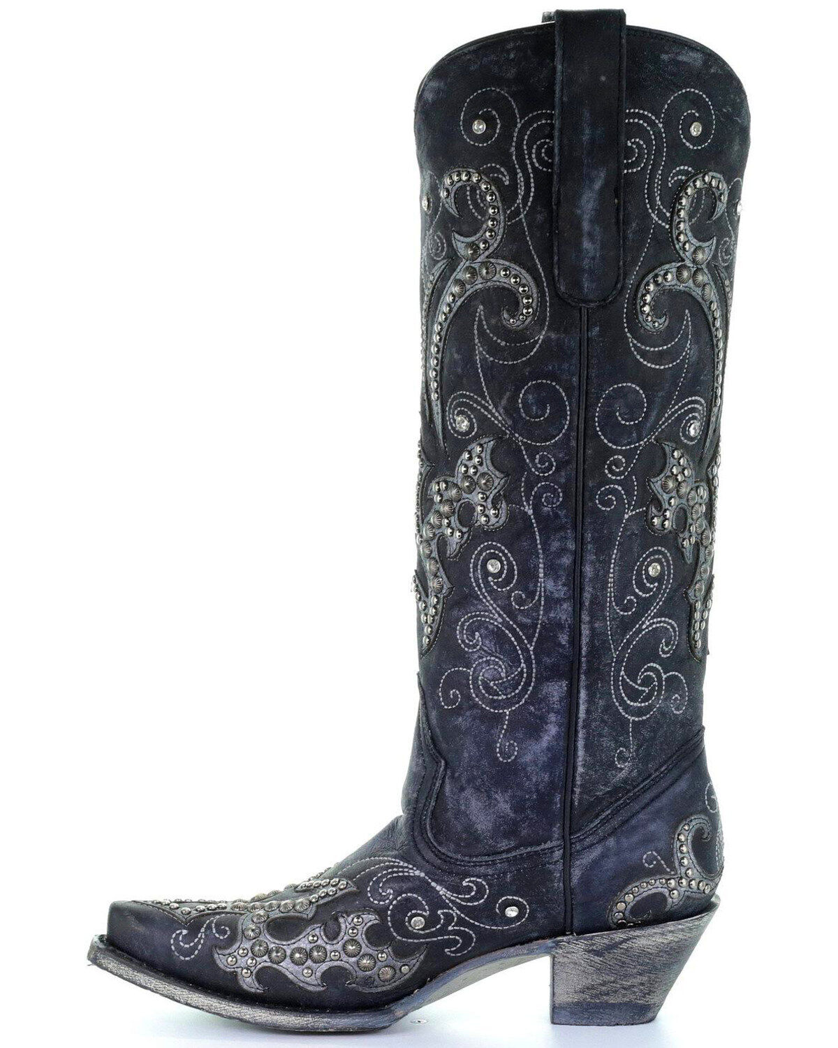 ladies black studded boots