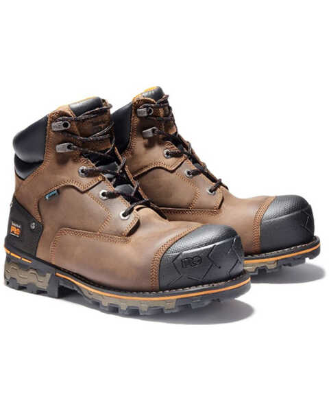 Timberland Men's 6" Boondock Waterproof Work Boots - Composite Toe , Brown, hi-res