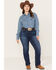 Ariat Women's Mid Rise Dark Wash Candace Straight Jeans - Plus, Blue, hi-res