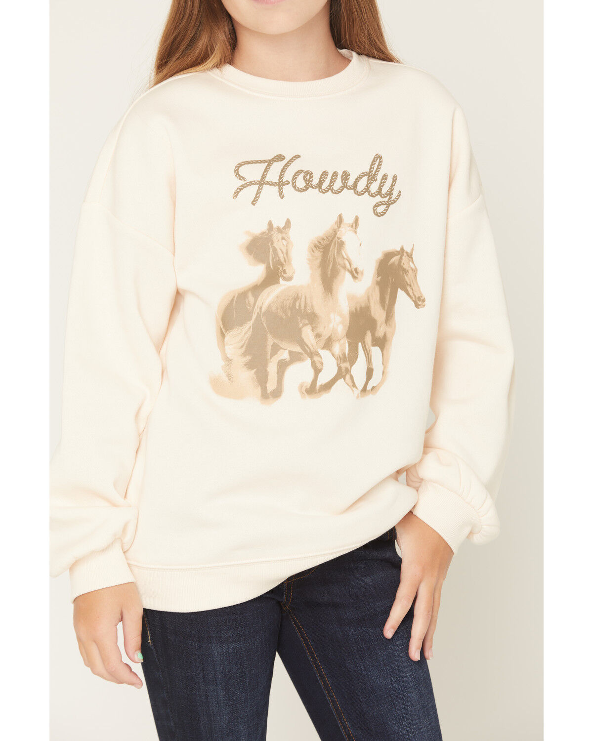 Shyanne Girls' Howdy Horse Graphic Crewneck Sweatshirt