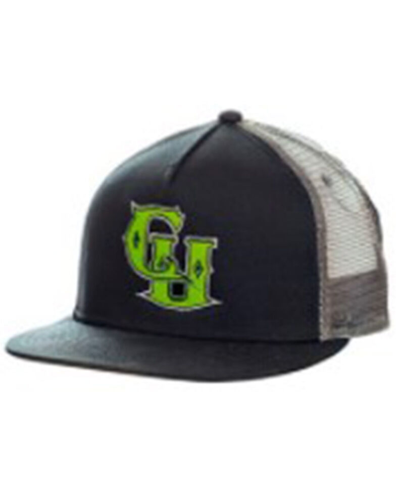 Cowboy Up Men's Black & Lime Green Logo Mesh-Back Ball Cap , Black, hi-res