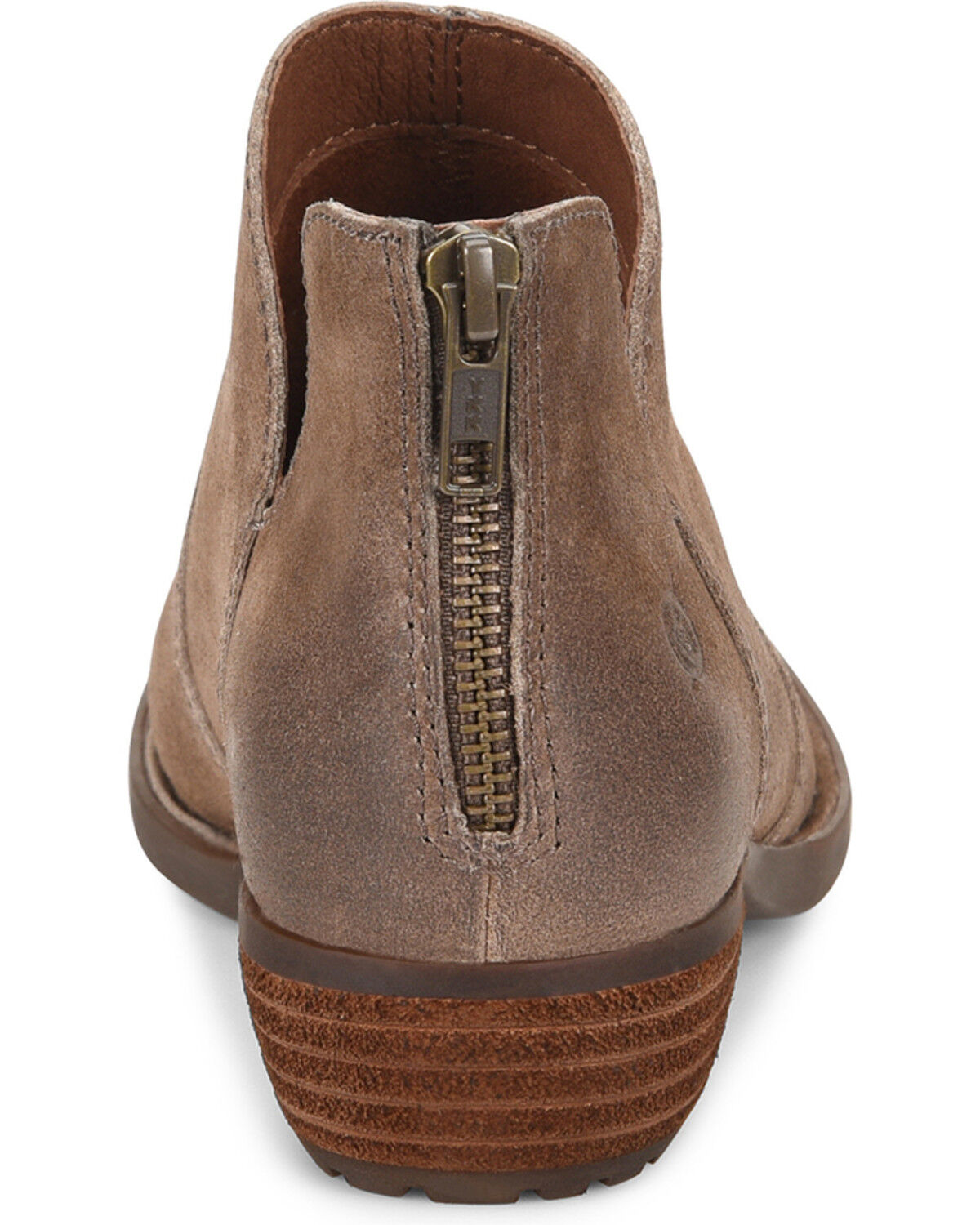 Born Women's Distressed Taupe Kerri Full-Grain Fashion Bootie - Round Toe