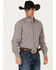 Cinch Men's Small Plaid Print Long Sleeve Button Down Western Shirt , Burgundy, hi-res