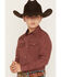 Image #2 - Cody James Boys' NFR Geo Print Long Sleeve Snap Stretch Western Shirt, Burgundy, hi-res