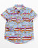 Image #1 - Shyanne Toddler Girls' Southwestern Print Short Sleeve Pearl Snap Western Shirt, Blue, hi-res