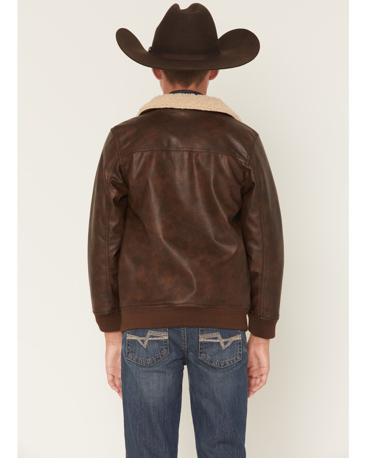 Image #4 - Urban Republic Boys' Faux Leather Aviator Jacket, Dark Brown, hi-res