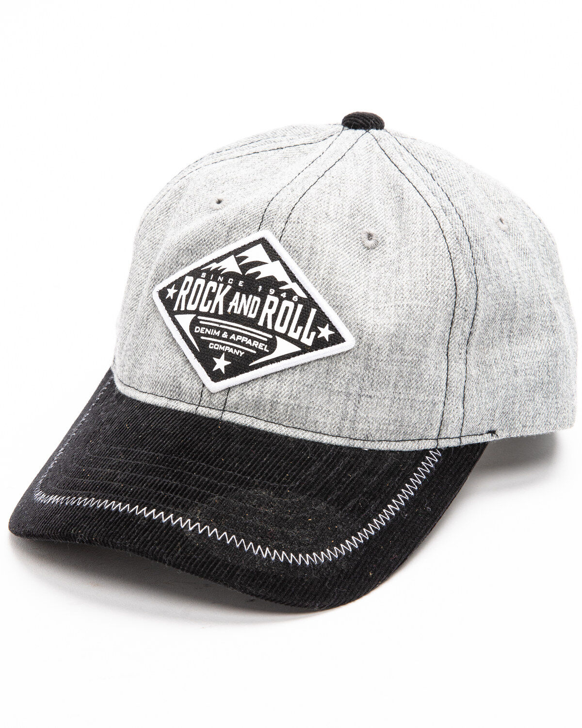 Image #1 - Rock & Roll Cowboy Men's Mountain Logo Patch Cap, Grey, hi-res