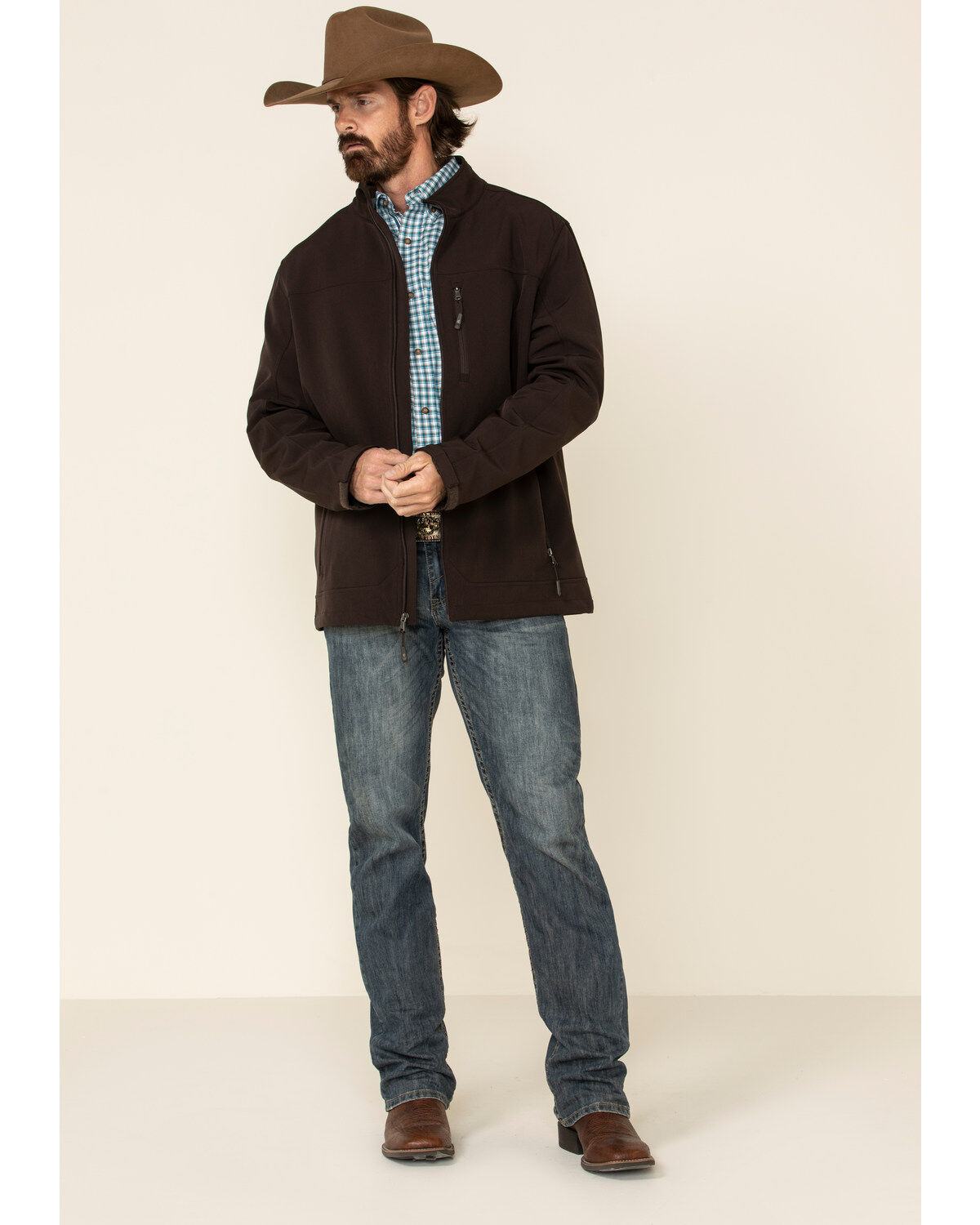 Product Name:  Cody James Men's Brown Steamboat Softshell Bonded Zip Front Jacket